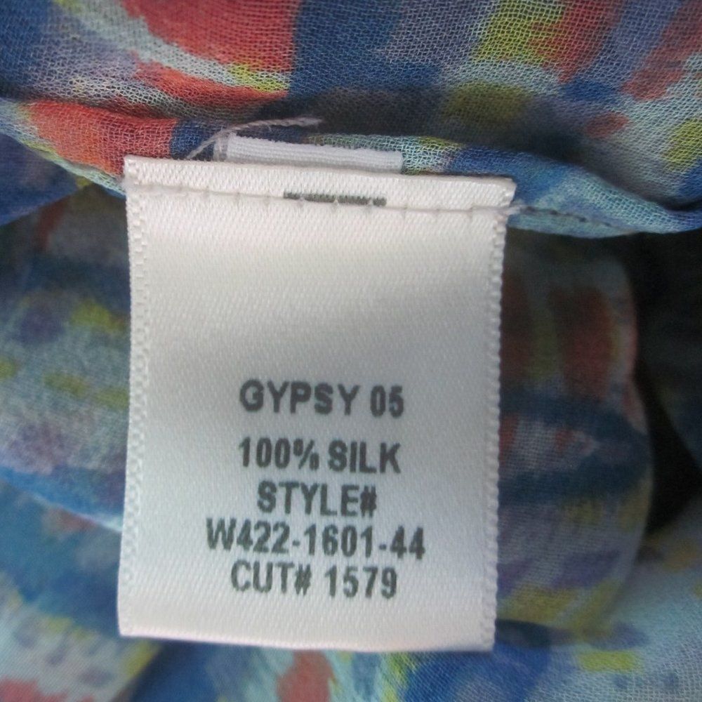 Gypsy 05 Anthropologie Womens Size S Oversized Sheer Silk Blouse Blue Wave 44" B - Picture 7 of 9